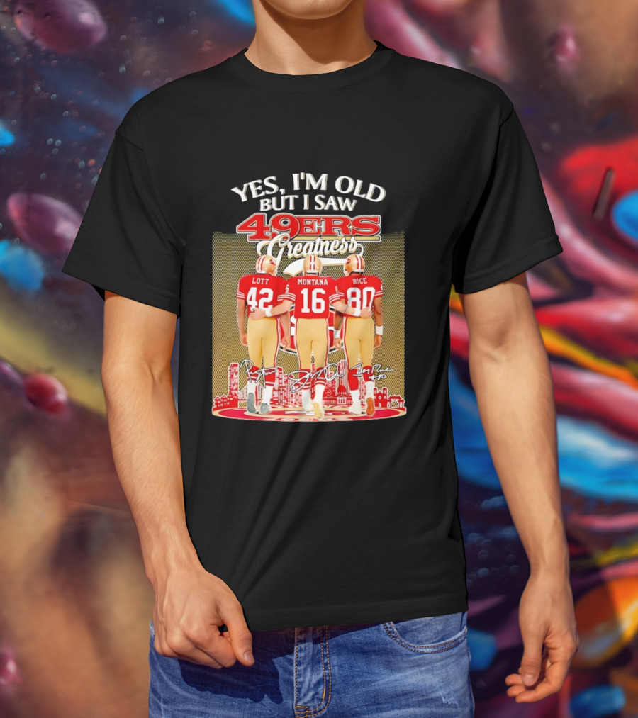 San Francisco 49ers Greatness City Skyline Lott Montana Rice Signatures T-Shirt