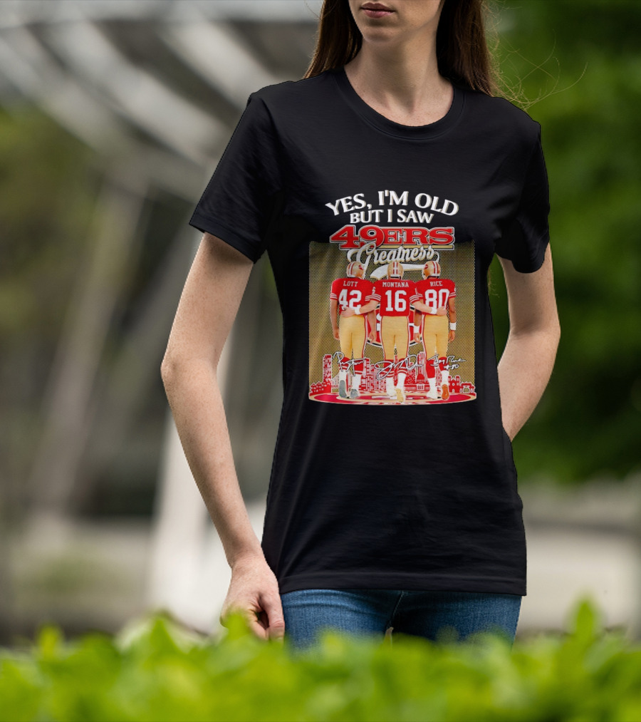 San Francisco 49ers Greatness City Skyline Lott Montana Rice Signatures T-Shirt