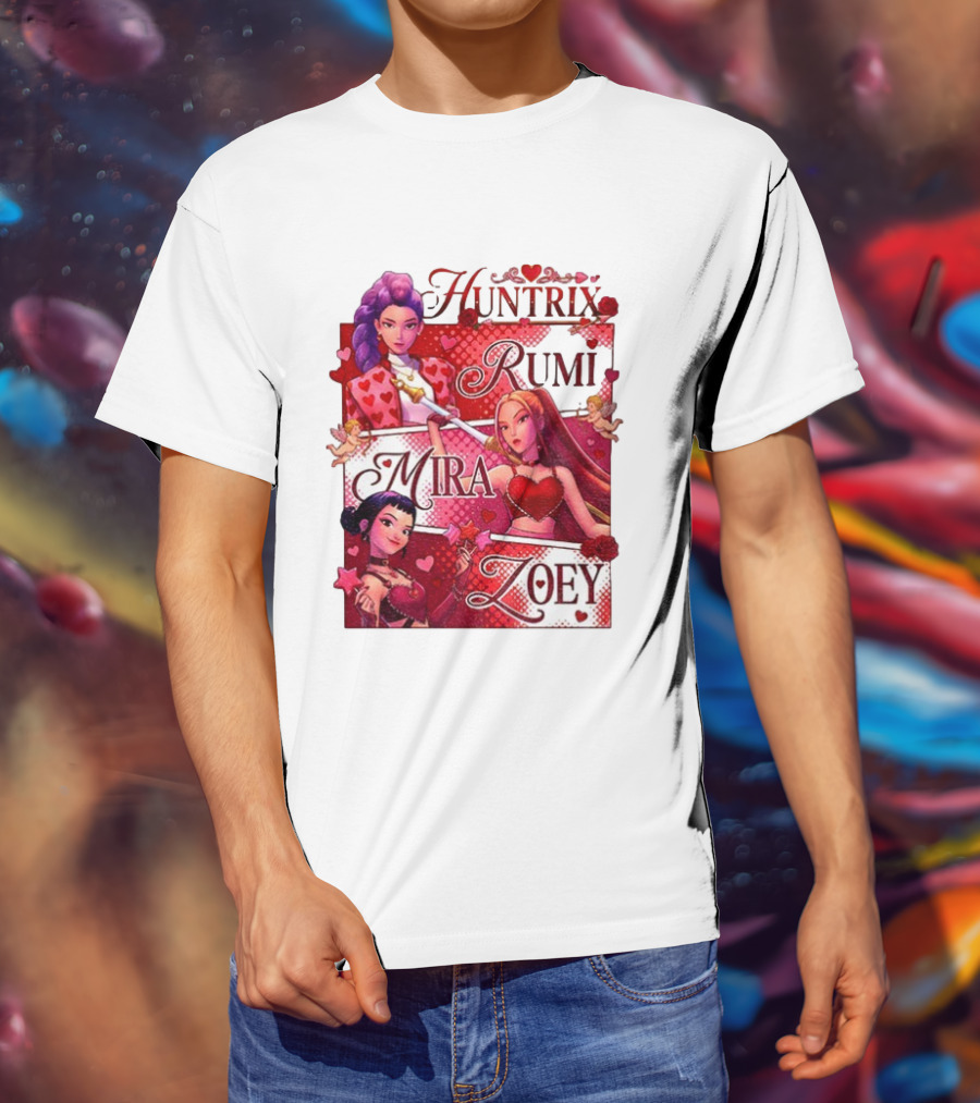 Saja Kpop Idol Huntrix Rumi Mira Zoey Valentine’s Day T-Shirt