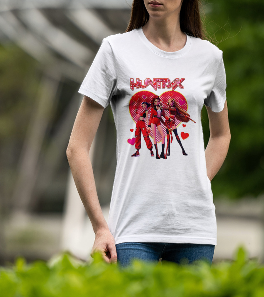 Huntrix Valentine Anime Girl Group Saja Girls Hearts T-Shirt