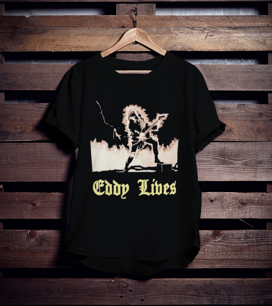 Eddy Lives Rock Music Guitar Flame Performance T-Shirt