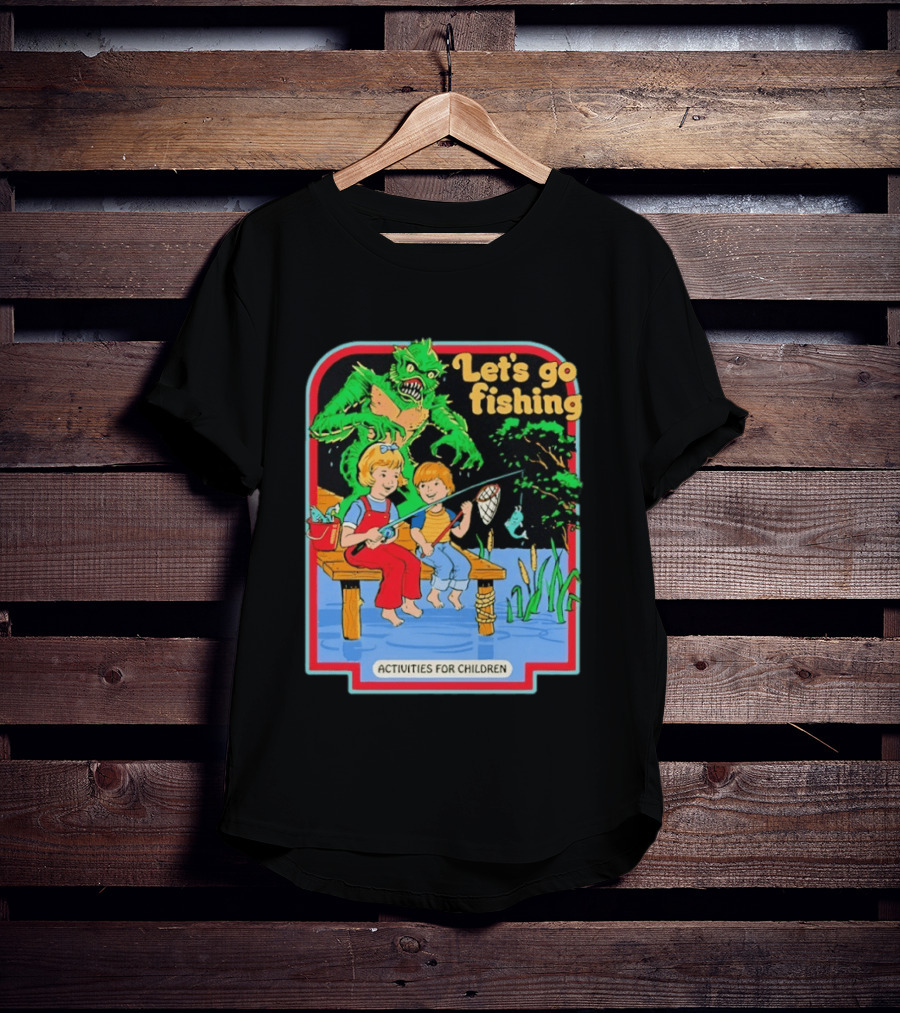 Let's Go Fishing Activities For Children Monster And Pond Adventure T-Shirt