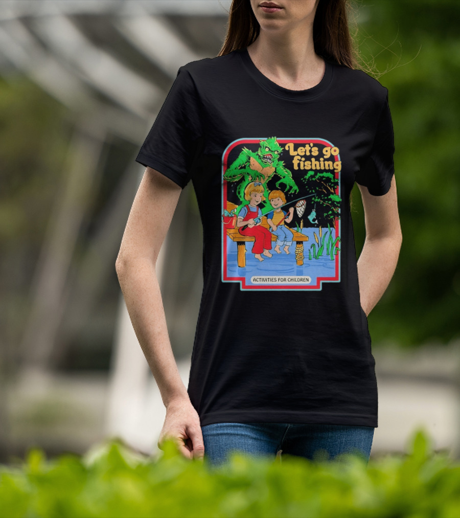 Let's Go Fishing Activities For Children Monster And Pond Adventure T-Shirt