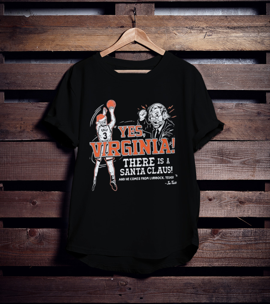 Virginia Cavaliers Yes Virginia There Is A Santa Claus Basketball Player And Coach T-Shirt