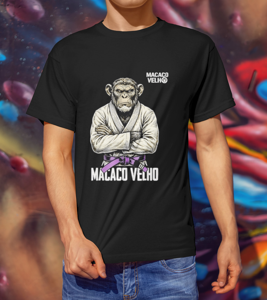 Monkey Macaco Velho Jiu Jitsu Purple Belt Seasoned Grappler T-Shirt