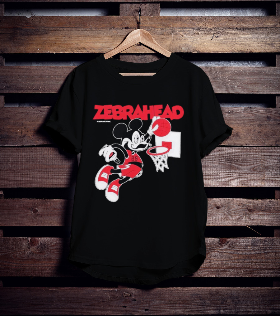 Zebrahead Mickey Mouse Slam Dunk Basketball 25 Retro Cartoon T-Shirt