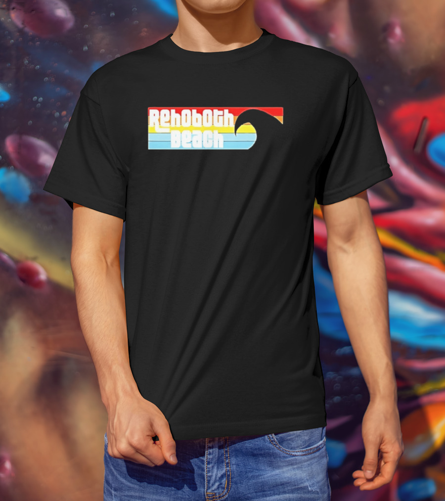 Rehoboth Beach Vintage Rainbow Wave T-Shirt