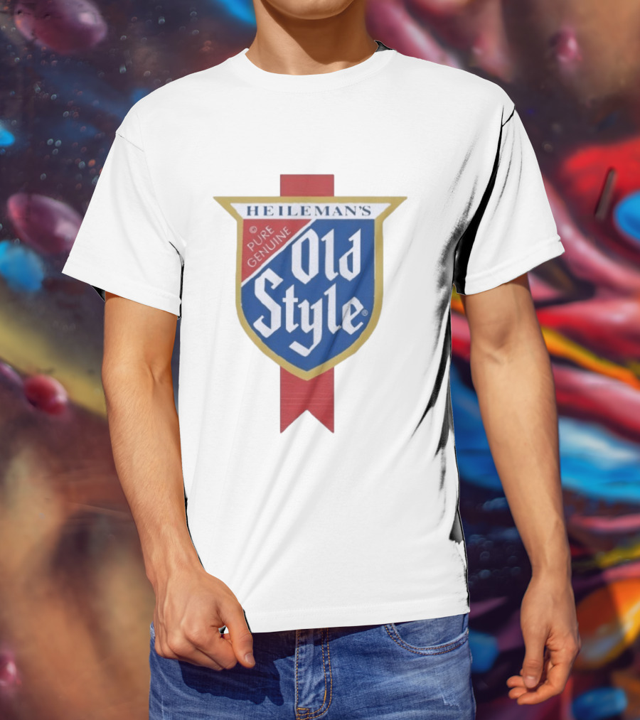 Old Style Beer Heileman's Pure Genuine Iconic Branding T-Shirt