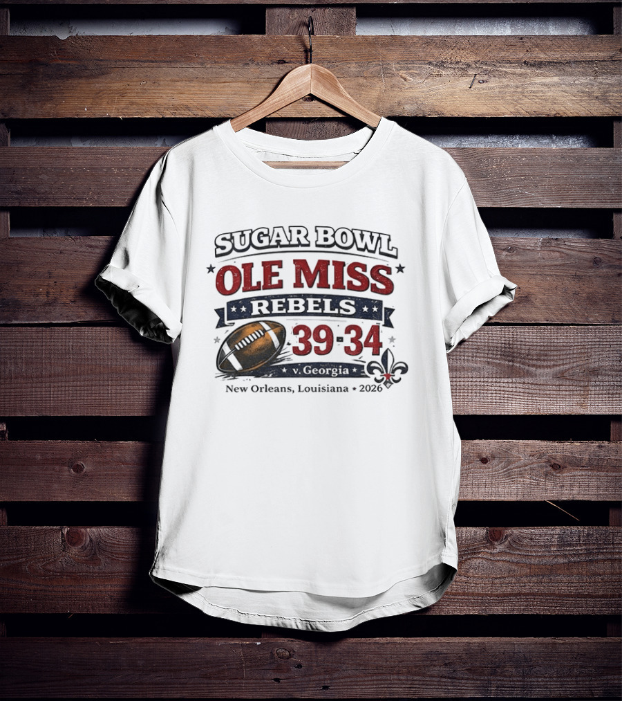 Sugar Bowl Ole Miss Rebels 39 34 Georgia New Orleans 2026 T-Shirt