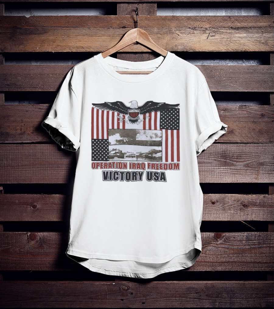 Operation Iraq Freedom Victory USA American Flag Eagle T-Shirt