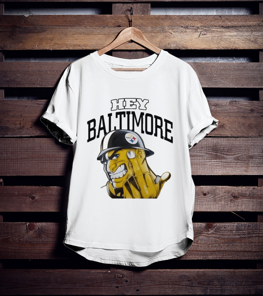 Pittsburgh Steelers Hey Baltimore Middle Finger Gesture T-Shirt