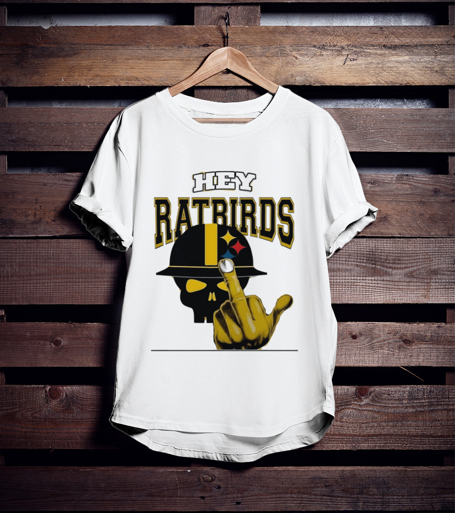 Hey Ratbirds Middle Finger Pittsburgh Steelers Skull T-Shirt