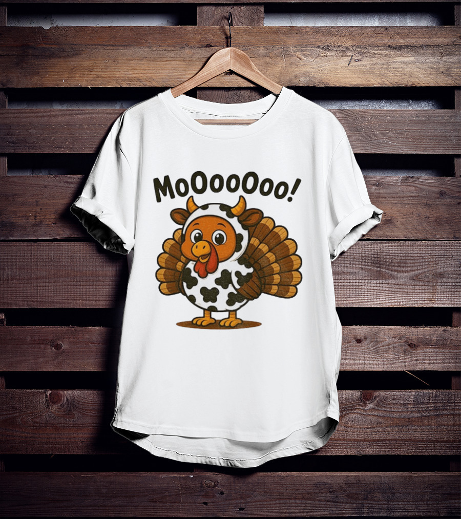 Mooooooo Thanksgiving Cow Turkey Humor T-Shirt