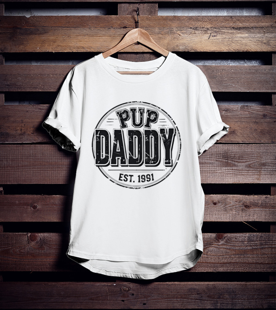Pup Daddy Est 1991 Retro Vintage Style Circular T-Shirt