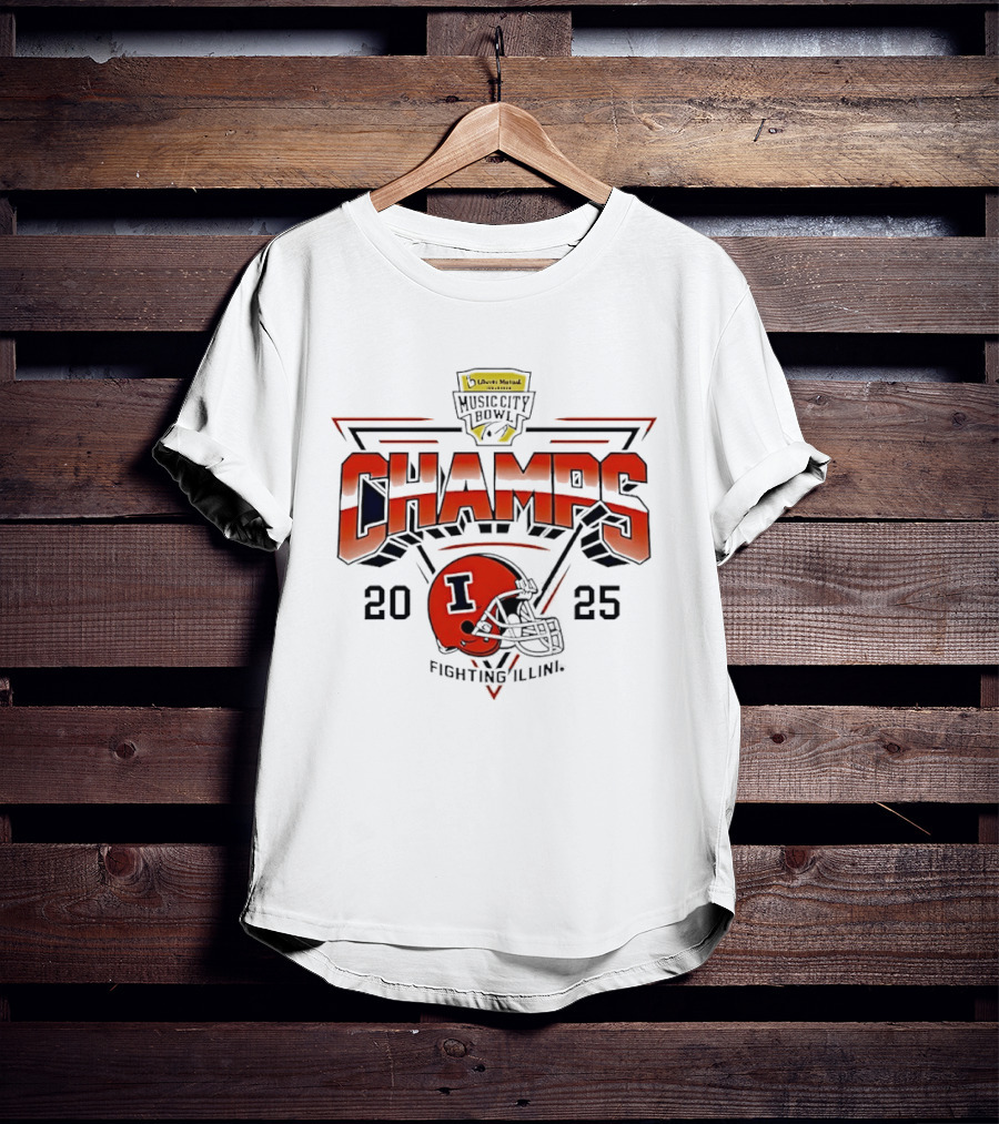 Illinois Fighting Illini 2025 Music City Bowl Champs Helmet T-Shirt