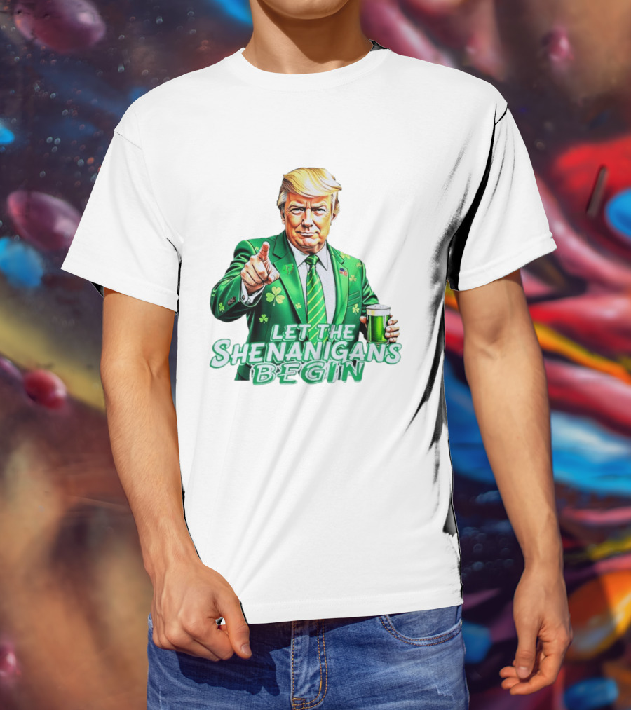 Let The Shenanigans Begin Green Suit And Beer St. Patrick's Day T-Shirt