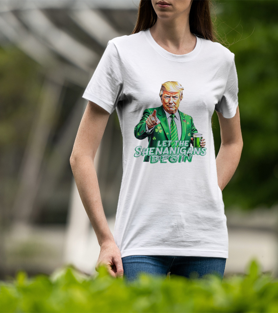 Let The Shenanigans Begin Green Suit And Beer St. Patrick's Day T-Shirt