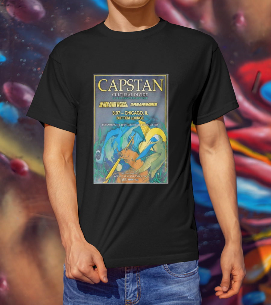 CAPSTAN Cultural Divide Tour Chicago Bottom Lounge March 7 2026 In Her Own Words Dreamwake Concert T-Shirt