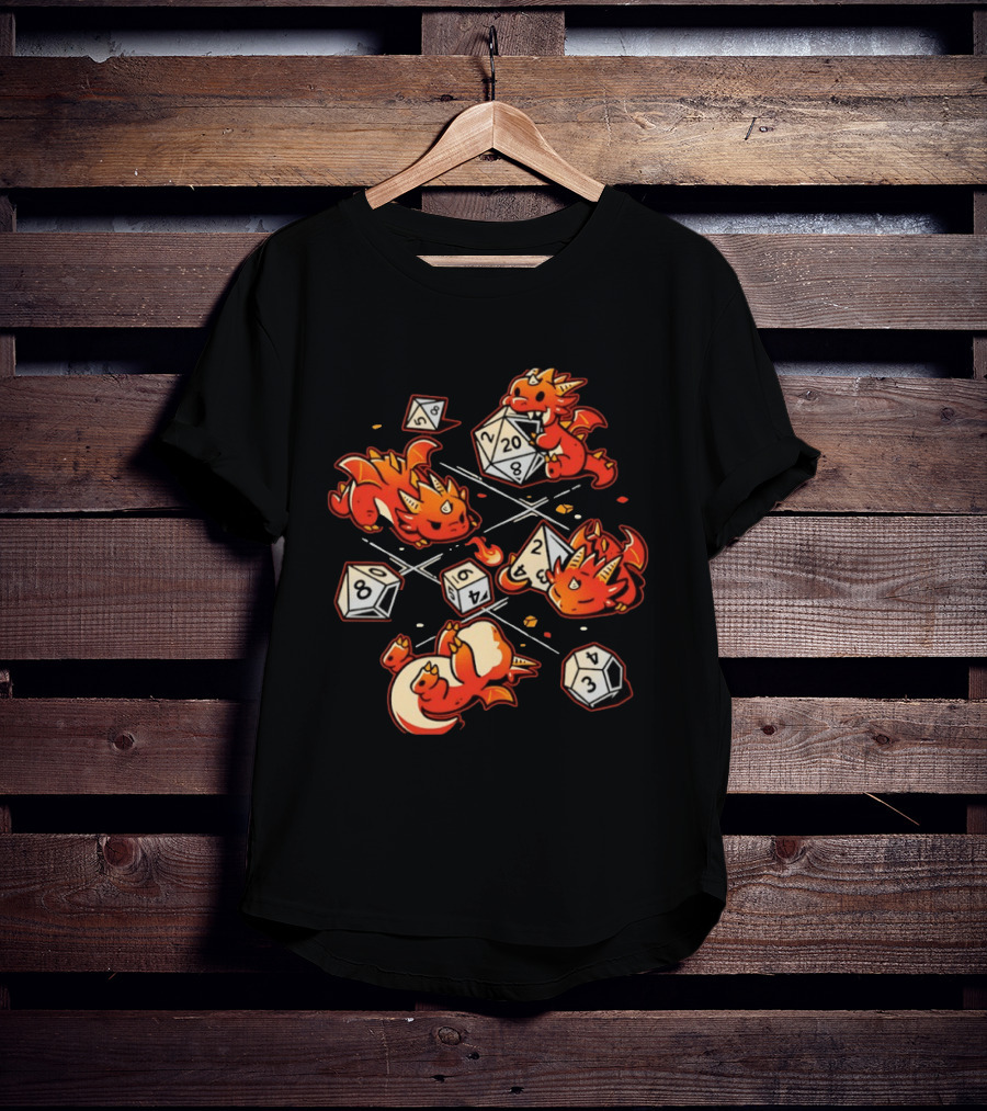 Dice Dragons Cute D20 Fantasy Gaming Adventure T-Shirt