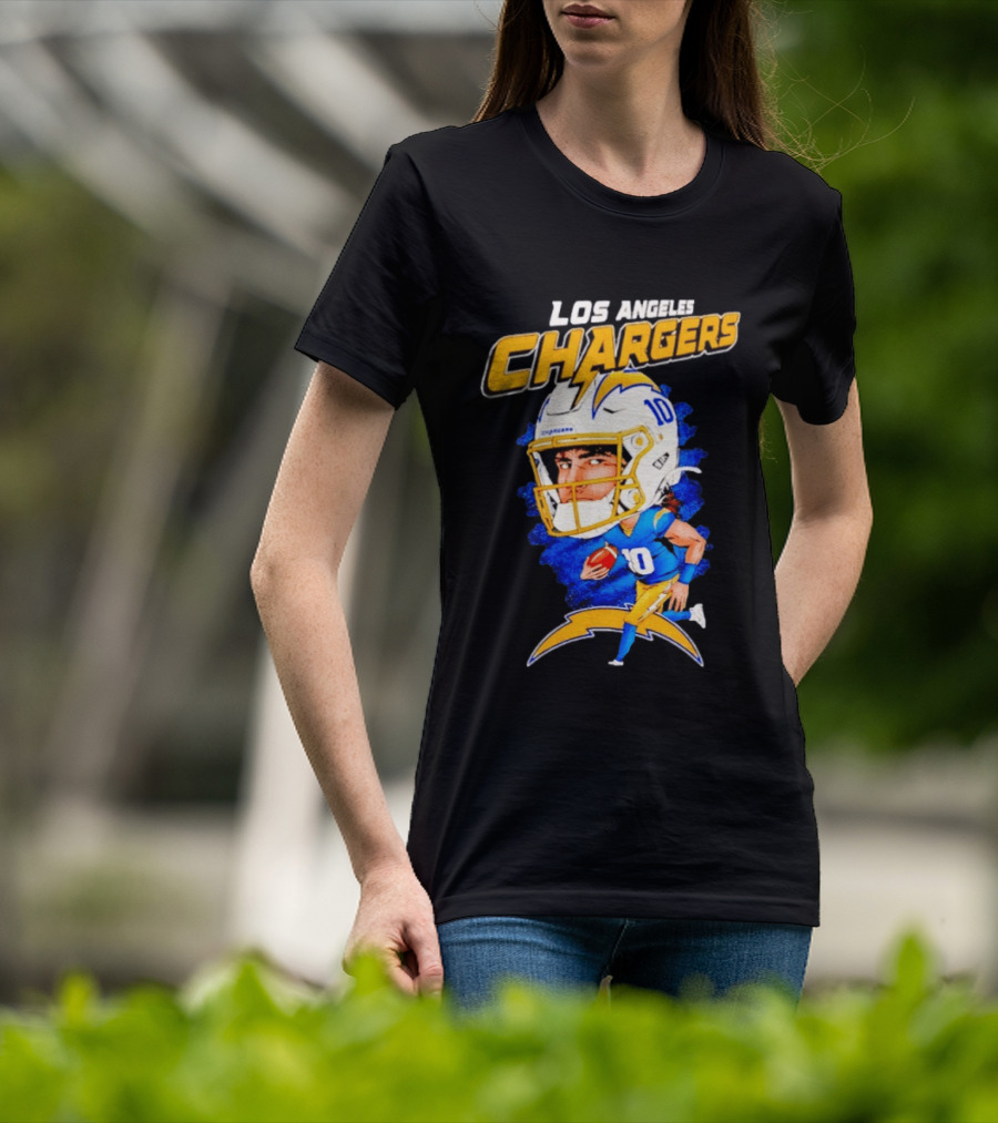 Los Angeles Chargers Justin Herbert Caricature Football Star 10 T-Shirt