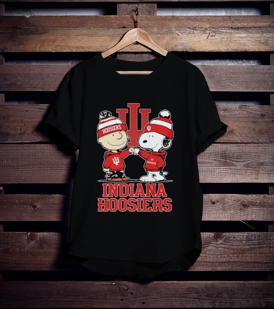 Indiana Hoosiers Snoopy Woodstock Fist Bump Football Outfit T-Shirt