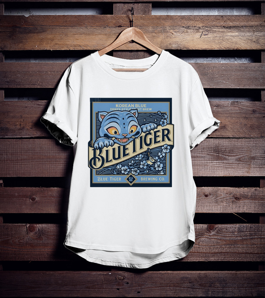 Korean Blue Derpy Style Spirit Brew Blue Tiger Brewing Co T-Shirt