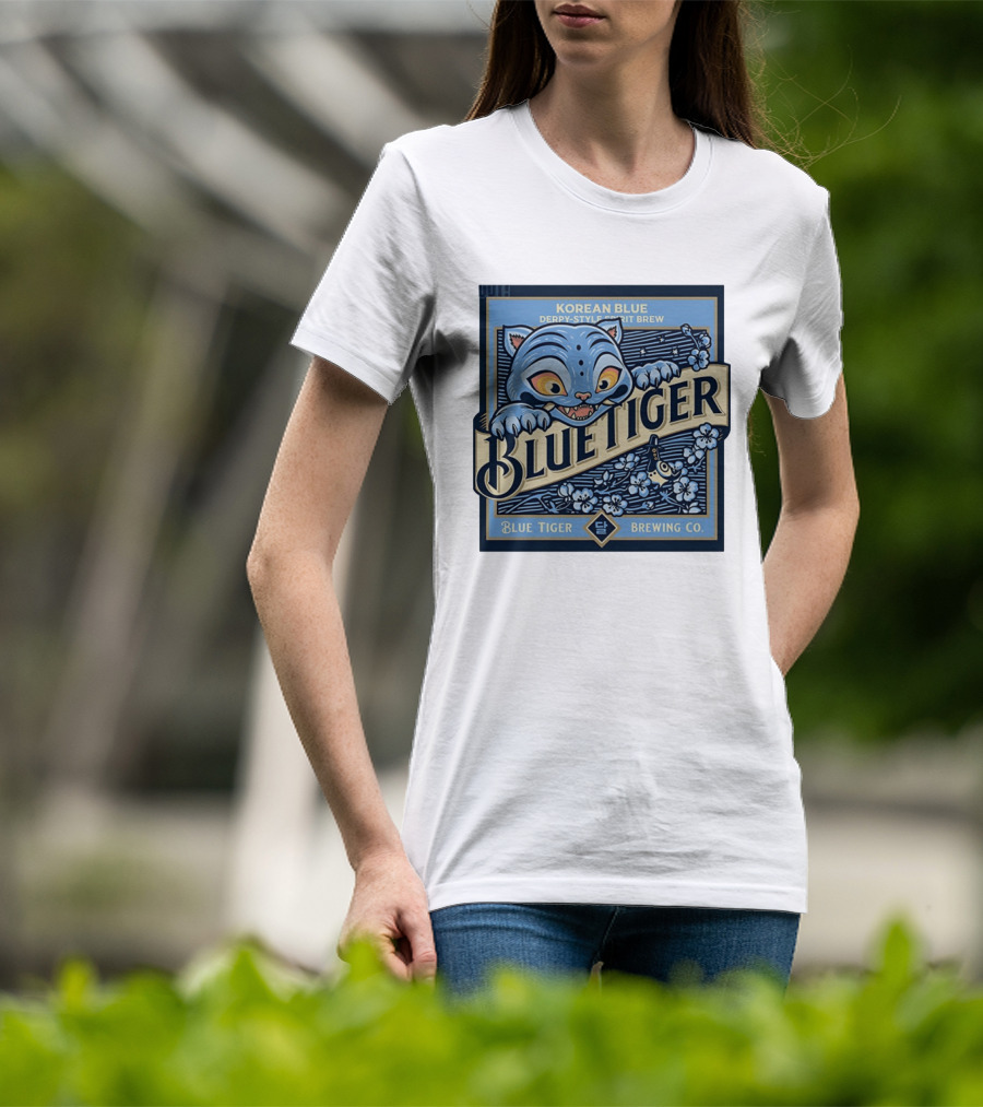 Korean Blue Derpy Style Spirit Brew Blue Tiger Brewing Co T-Shirt