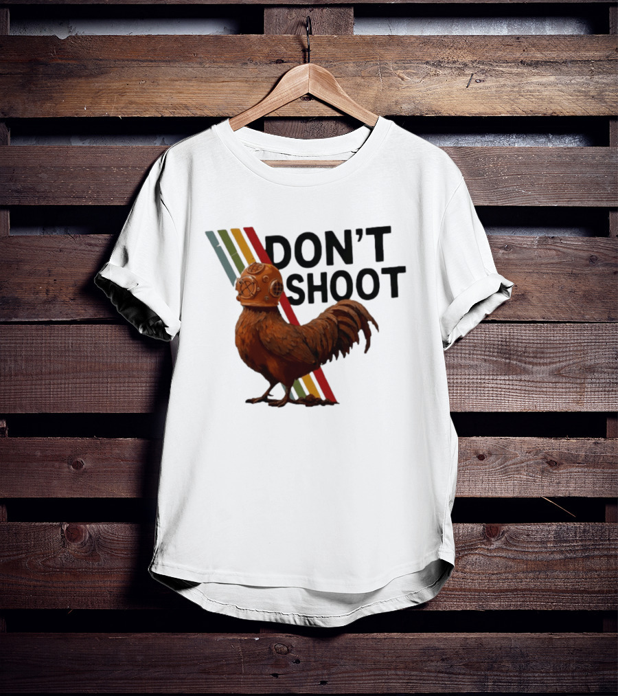 Don't Shoot Chicken Diver Helmet Retro Stripes T-Shirt