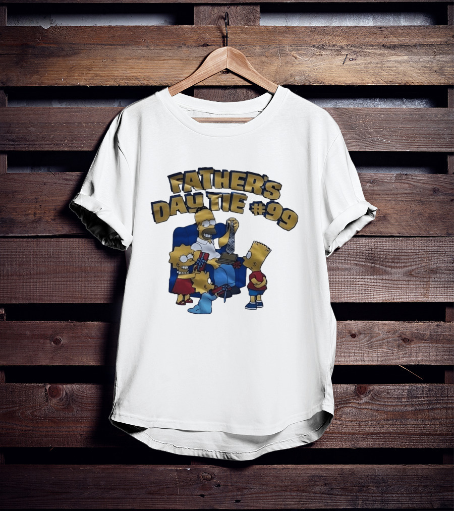 Father's Day Tie 99 Cartoon Celebration With Iconic Family Gathering T-Shirt