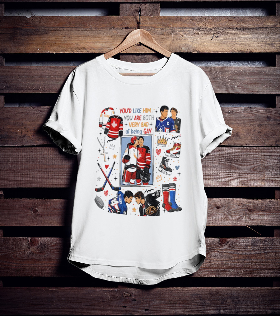 Heated Rivalry Romance You’d Like Him You Are Both Very Bat At Being Gay T-Shirt
