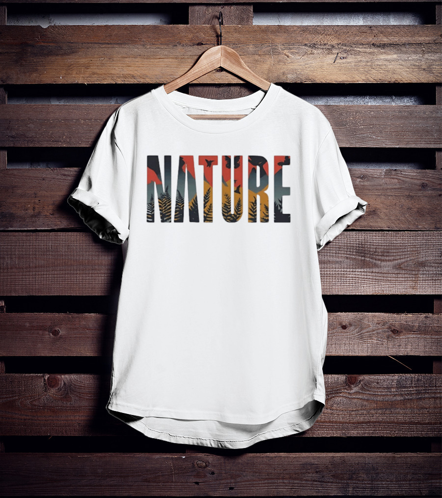 Nature Forest Birds Silhouette Lettering T-Shirt