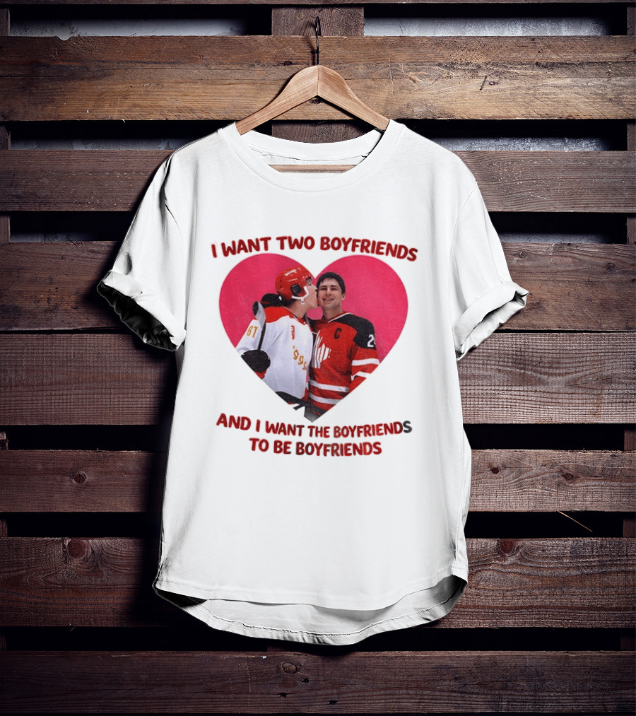 Ilya Shane I Want Two Boyfriends Heated TV Pink Heart Movie Ice Hockey Players T-Shirt