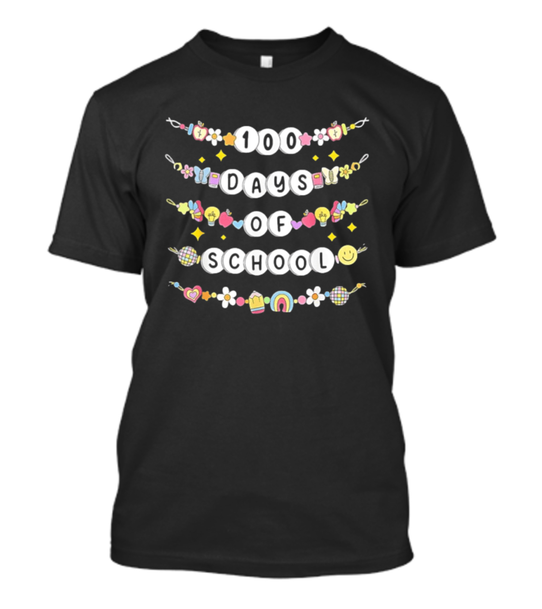 100 Days Of School Friendship Bracelets With Smiley And Rainbow T-Shirt