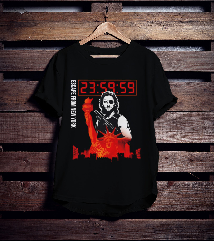 Escape From New York Snake Plissken With Statue Of Liberty And Countdown T-Shirt