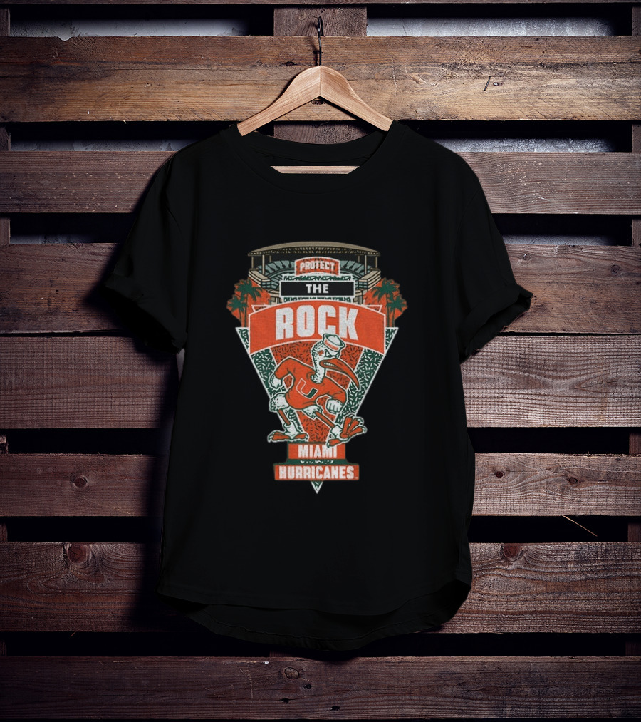 Protect The Rock Miami Hurricanes Football Iconic Mascot Stadium T-Shirt