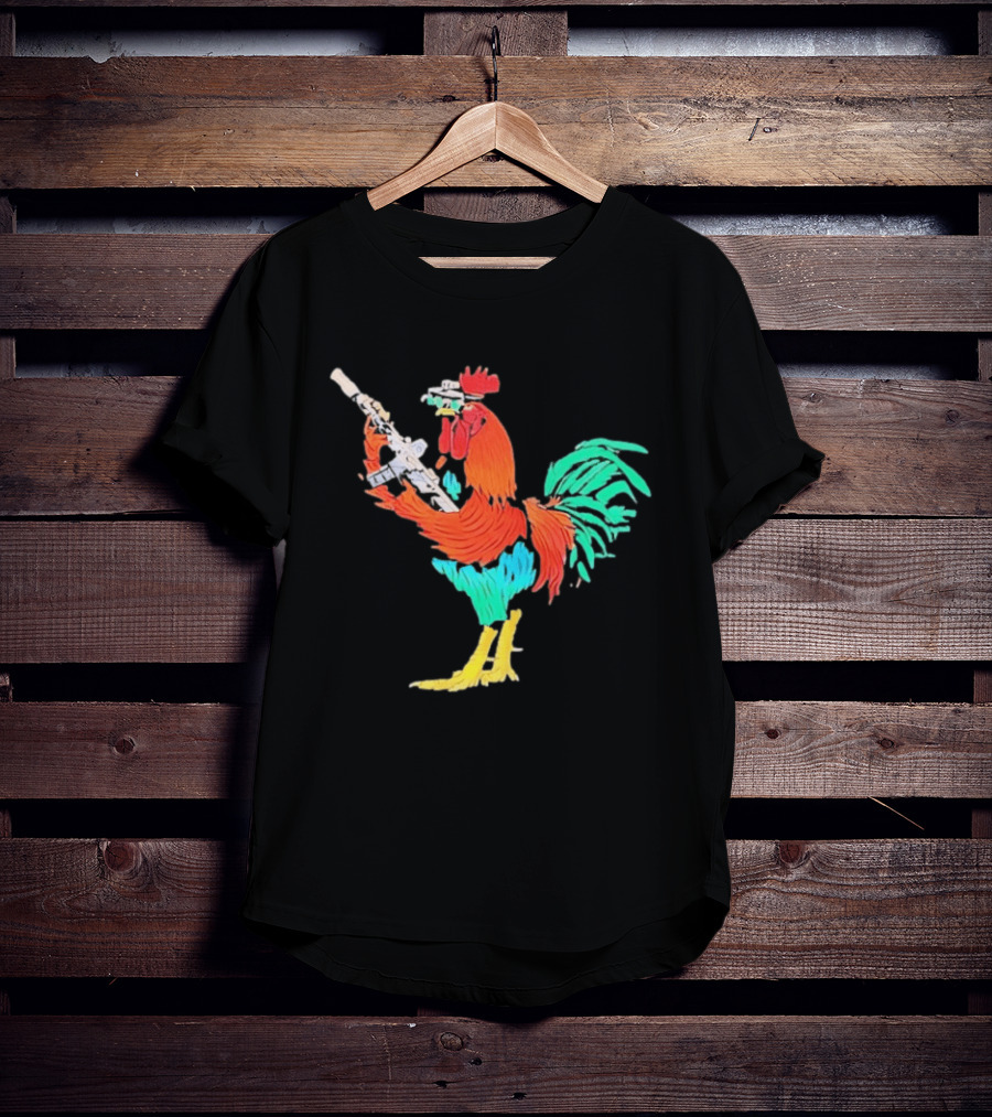 Tactical Rooster Holding Weapon T-Shirt