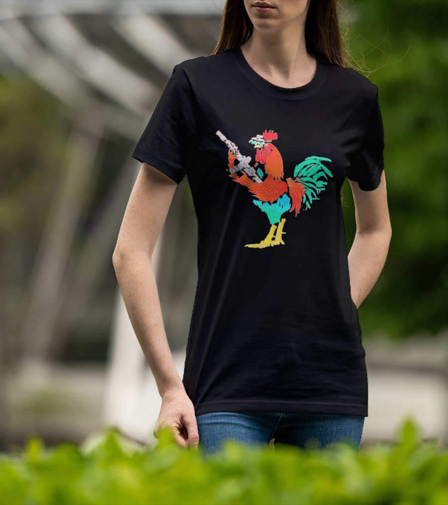 Tactical Rooster Holding Weapon T-Shirt