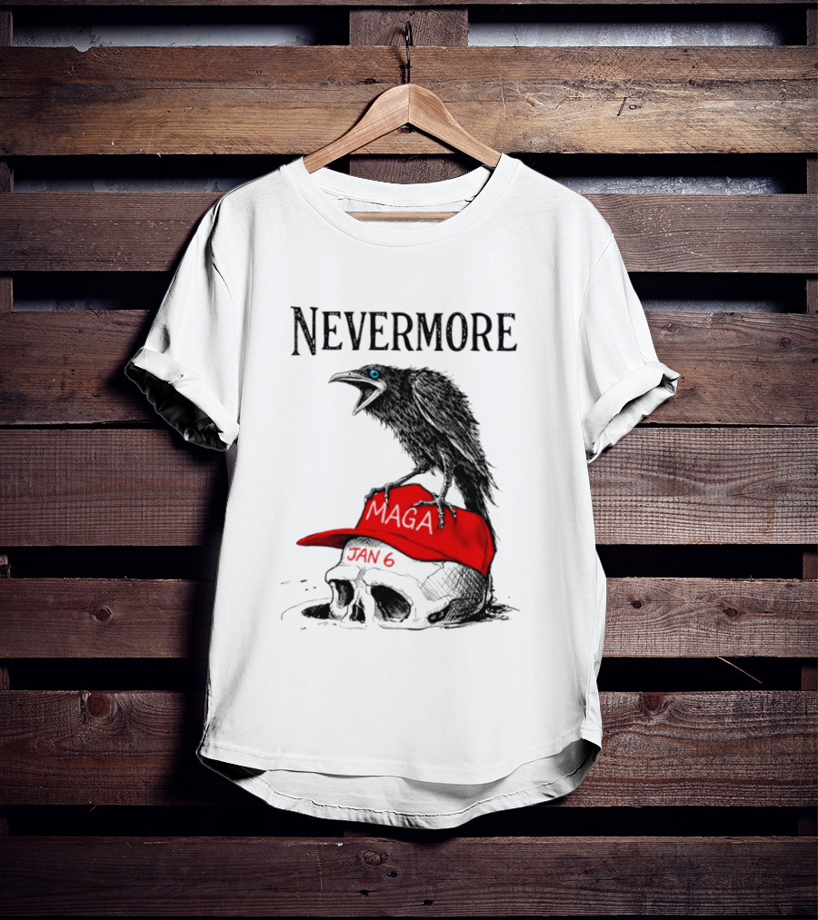 Nevermore Crow Maga January 6 Red Hat Skull T-Shirt