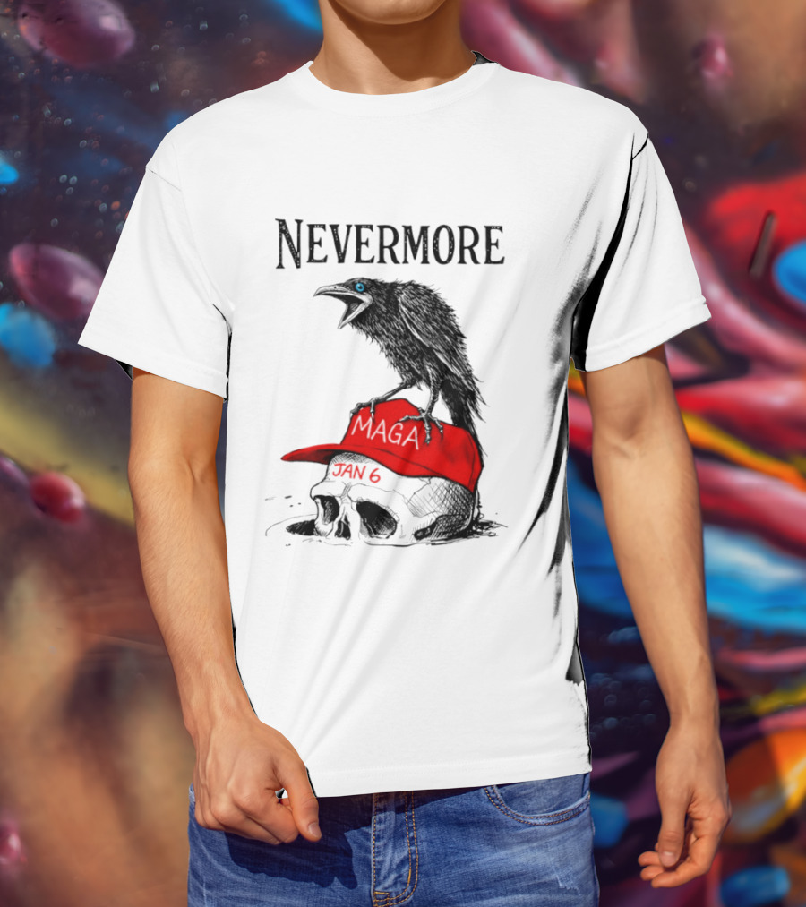 Nevermore Crow Maga January 6 Red Hat Skull T-Shirt