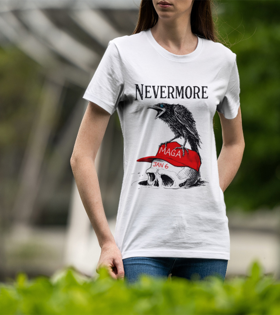 Nevermore Crow Maga January 6 Red Hat Skull T-Shirt