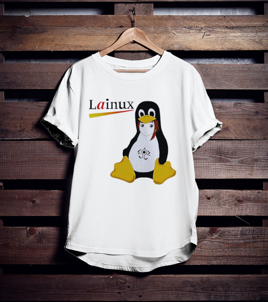 Lainux Lain Ux Linux Tux Mascot Penguin Anime T-Shirt