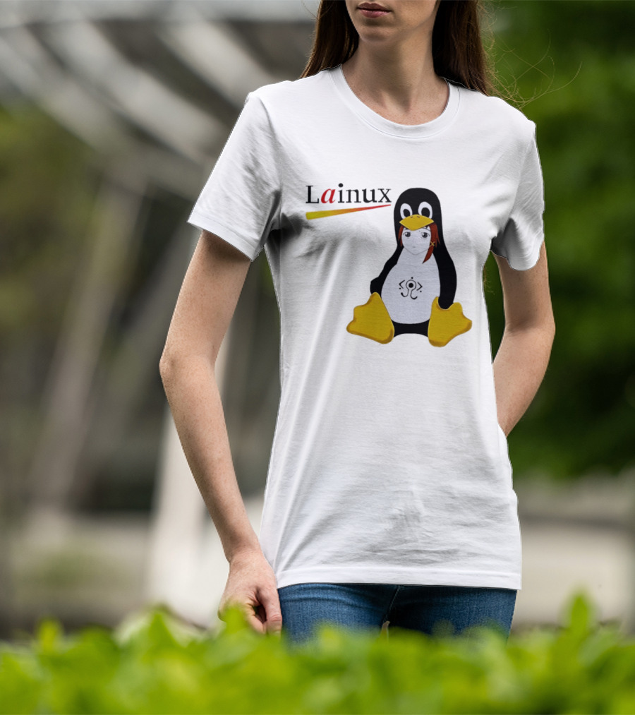 Lainux Lain Ux Linux Tux Mascot Penguin Anime T-Shirt