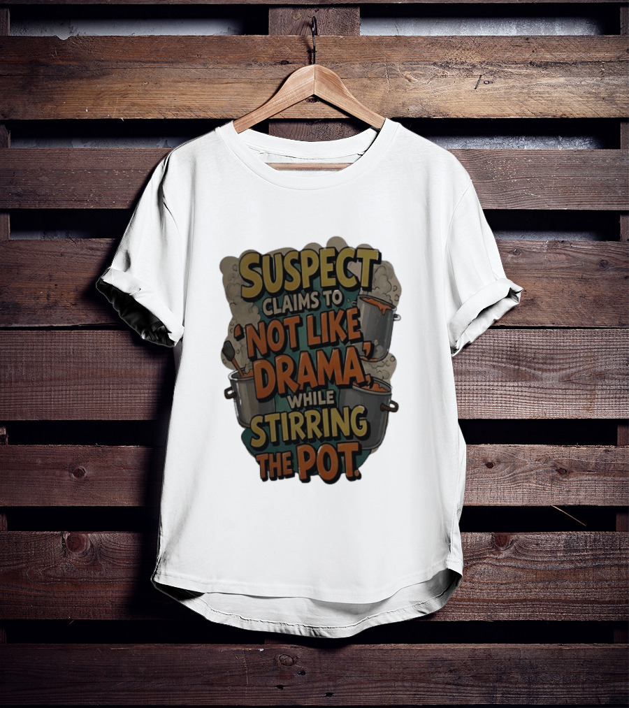 Suspect Claims To Not Like Drama While Stirring The Pot Cooking Humor T-Shirt