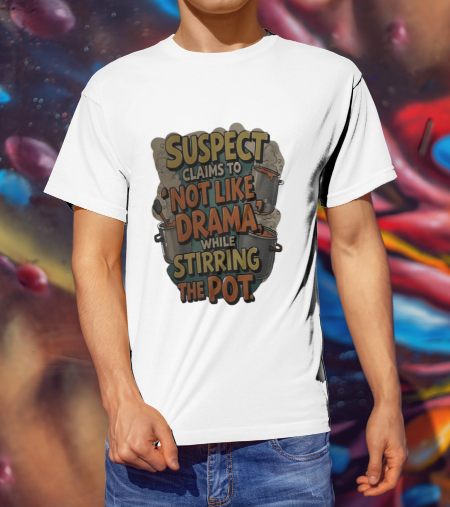 Suspect Claims To Not Like Drama While Stirring The Pot Cooking Humor T-Shirt