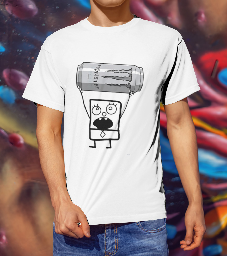Doodlebob Holding Monster Energy Ultra Can Meme T-Shirt