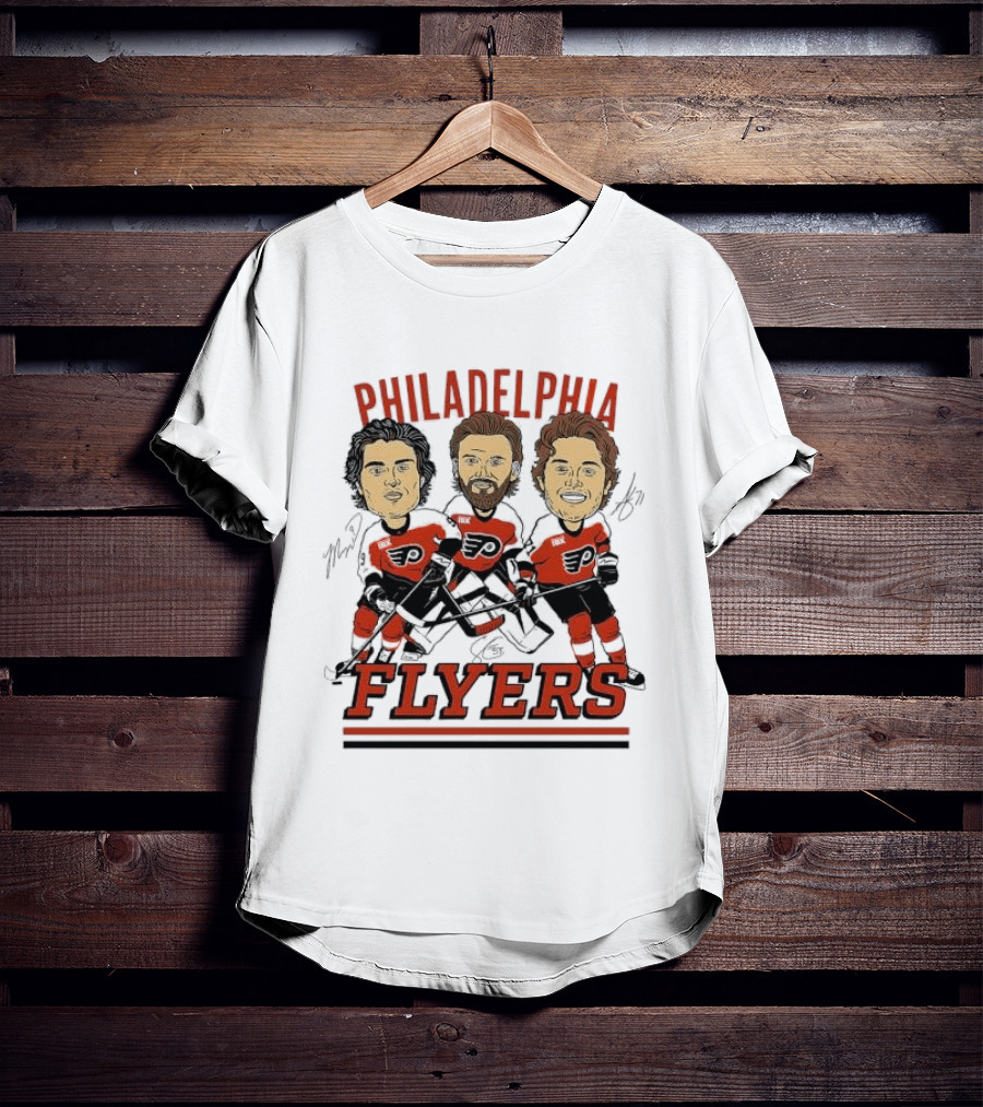 Philadelphia Flyers Three Stars Cartoon Caricature Hockey Legends T-Shirt