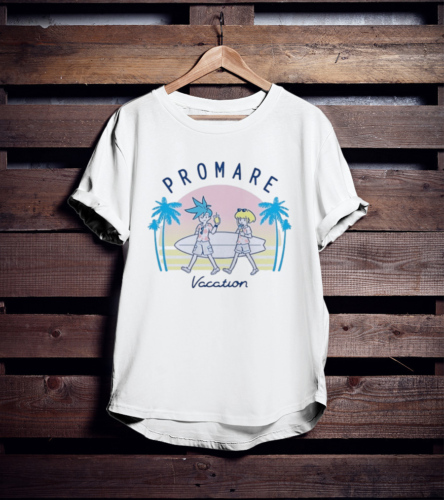 Promare Vacation Beach Surfboard Sunset And Palm Trees T-Shirt