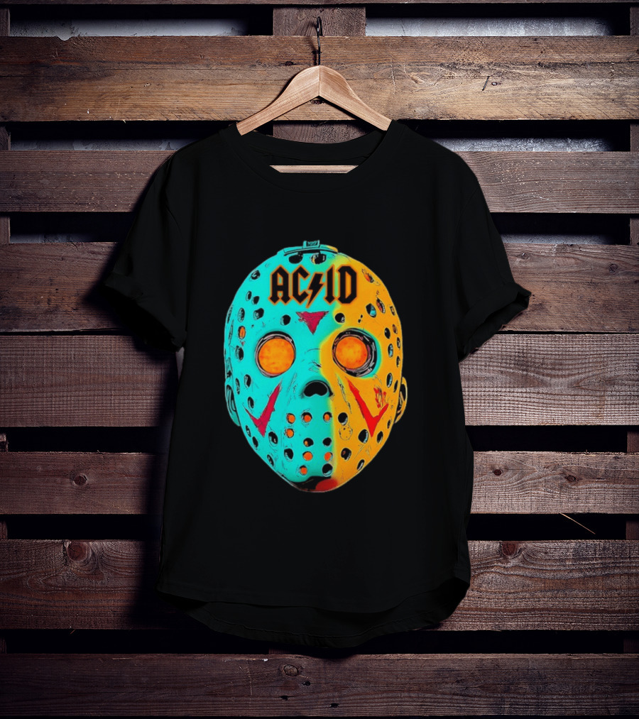 ACDC Jason Voorhees Mask Neon Pop Art Friday The 13th Fusion T-Shirt
