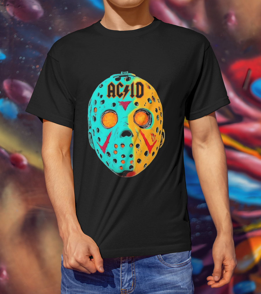 ACDC Jason Voorhees Mask Neon Pop Art Friday The 13th Fusion T-Shirt