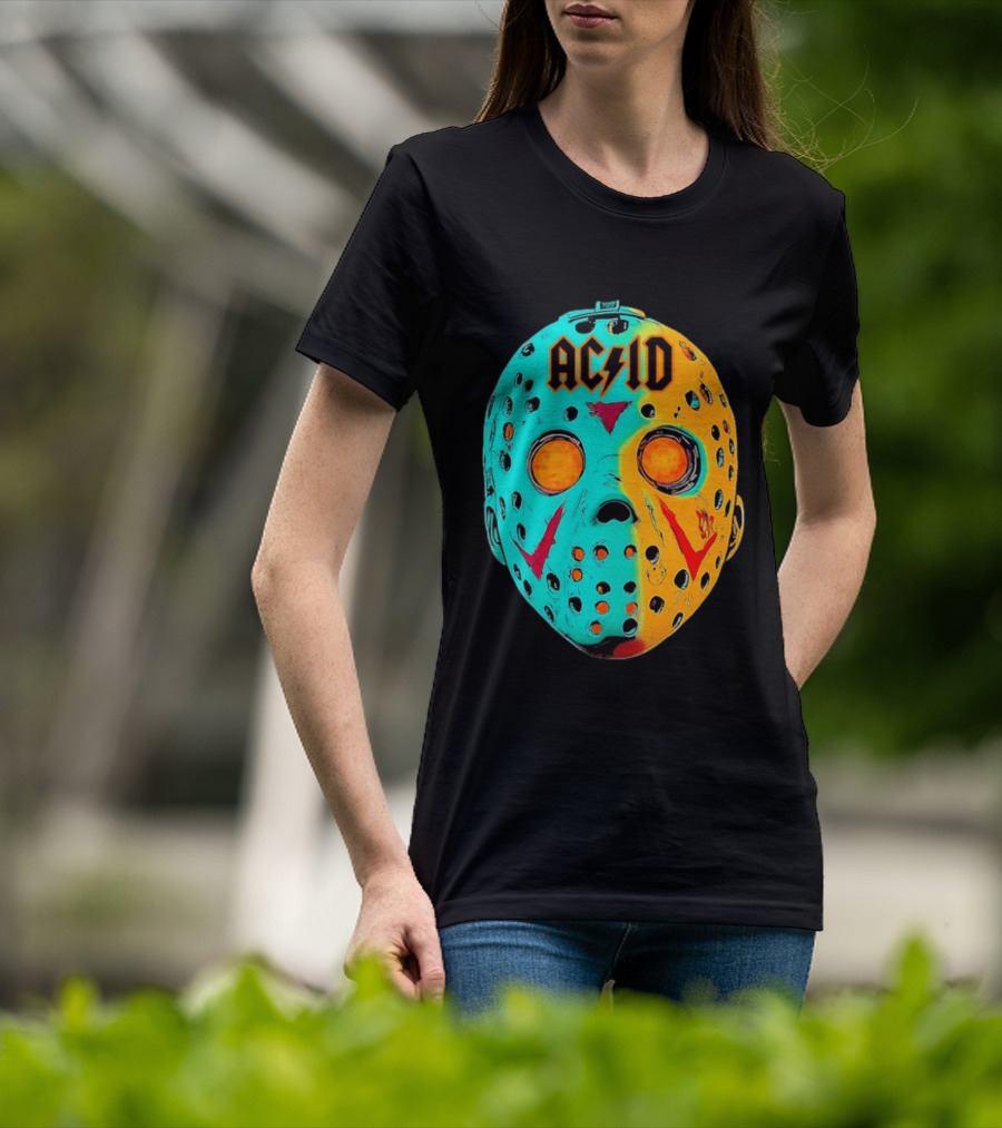 ACDC Jason Voorhees Mask Neon Pop Art Friday The 13th Fusion T-Shirt